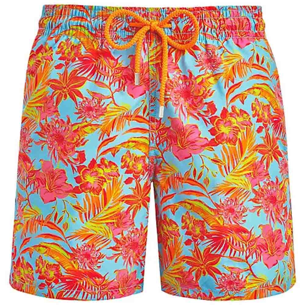 Vilebrequin Zwemshort Tahiti Flowers - LIchtblauw