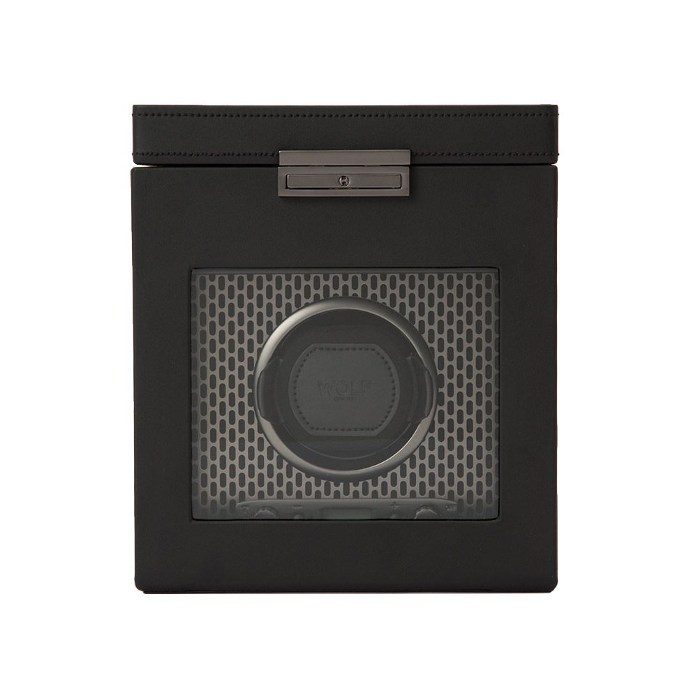 WOLF Axis Single Watch Winder With Storage - Powder Coat