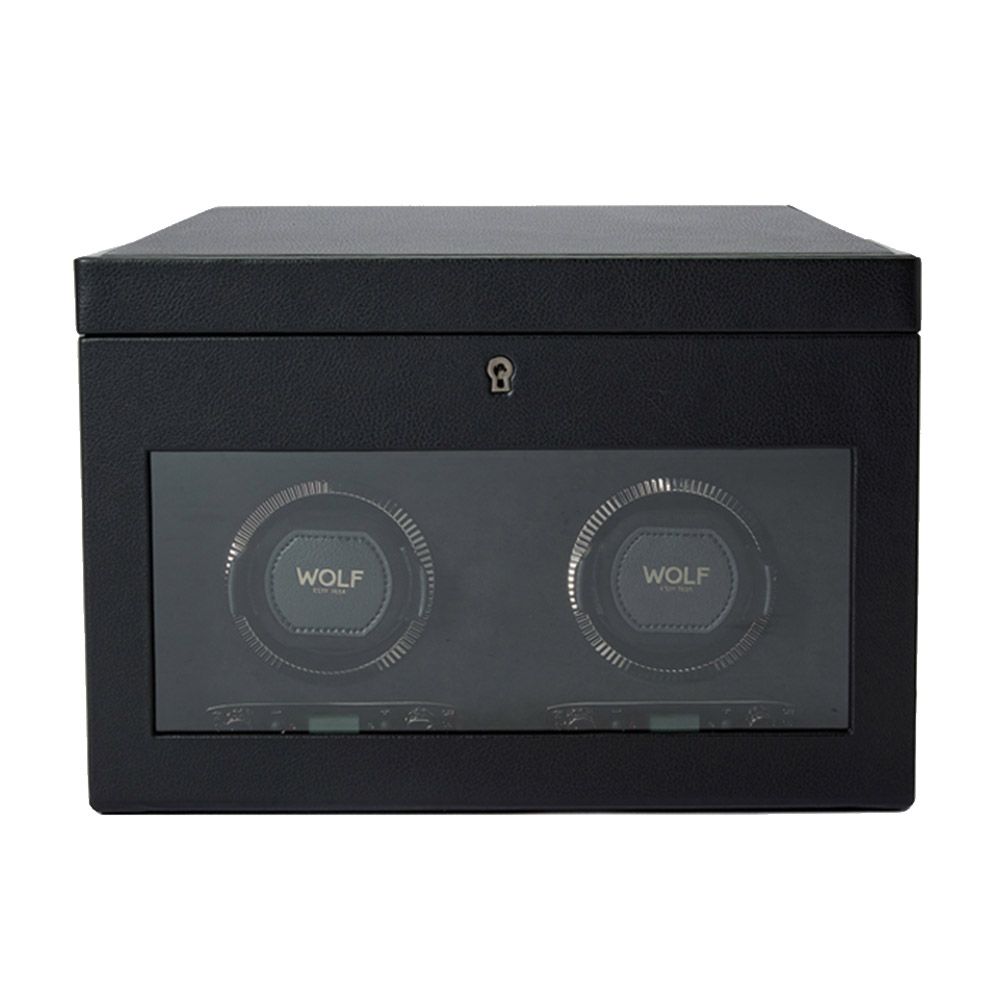 WOLF British Racing Double Watch Winder With Storage - Black