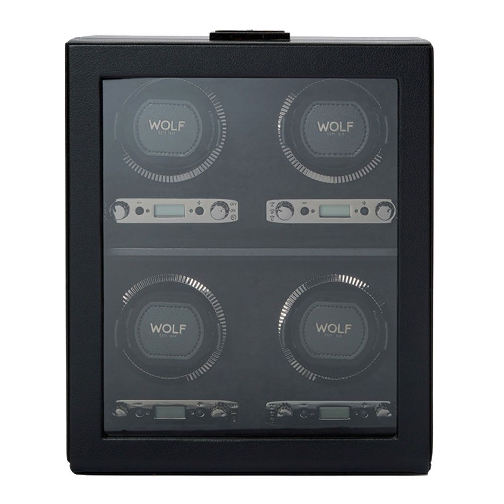 WOLF British Racing 4 Piece Watch Winder - Black