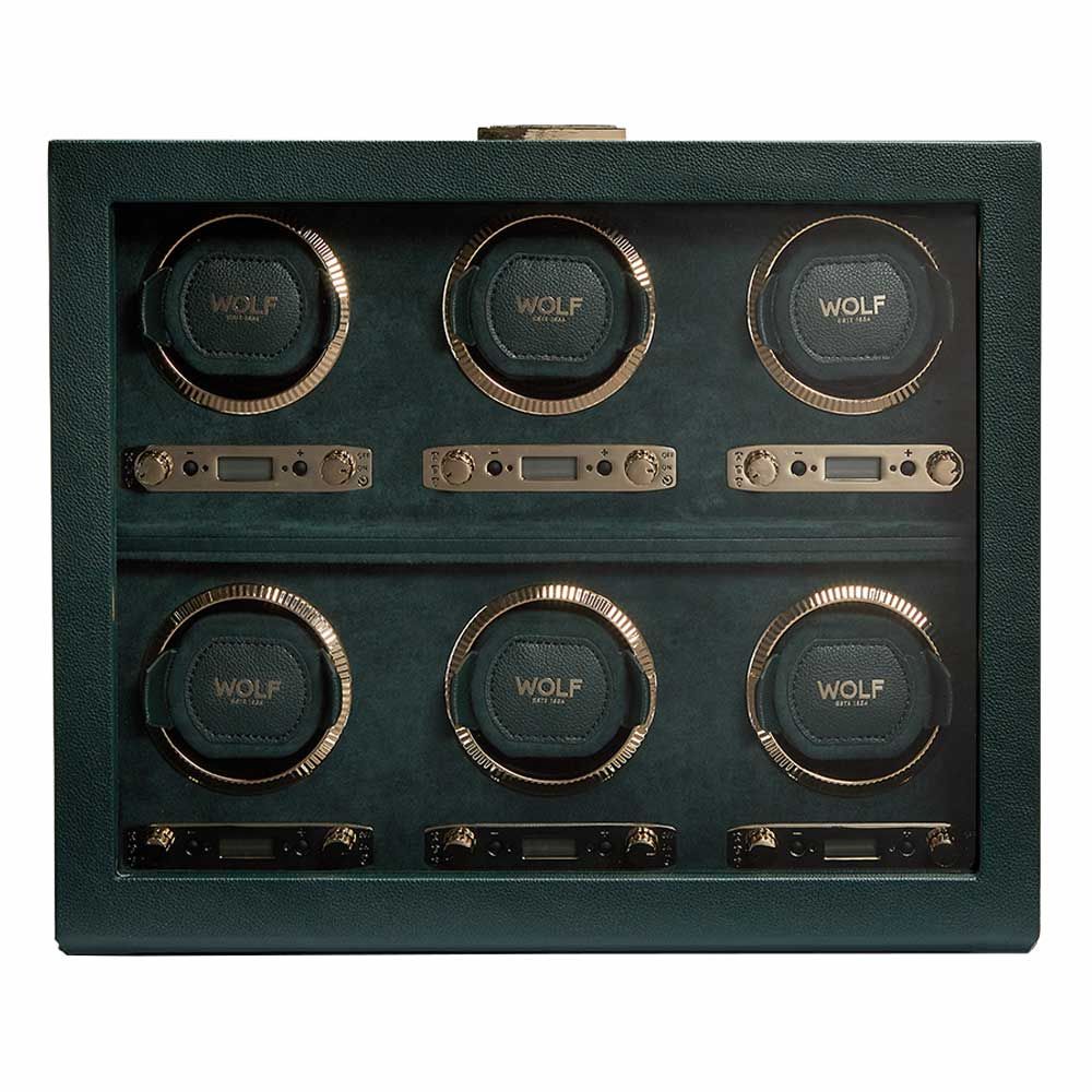 WOLF British Racing 6 Piece Watch Winder - Green