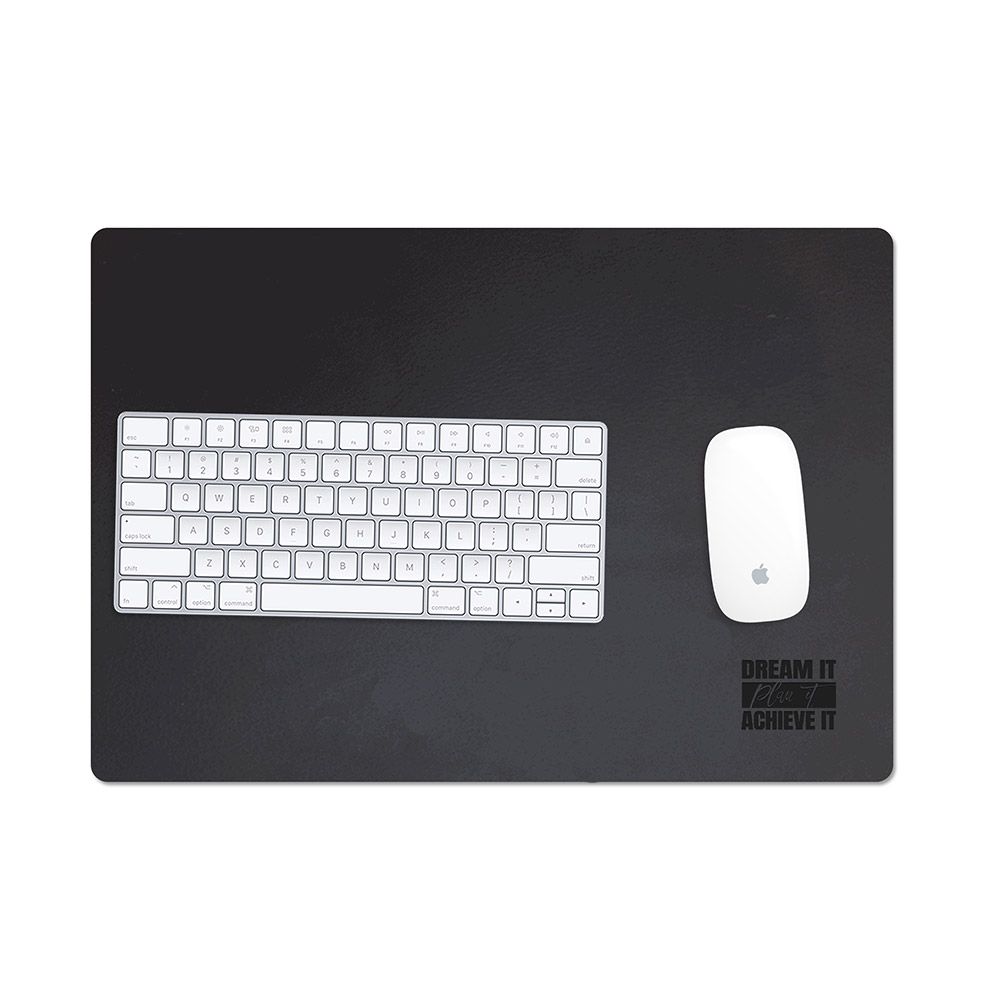 Leather Desk Mat Black - Dream, plan & achieve