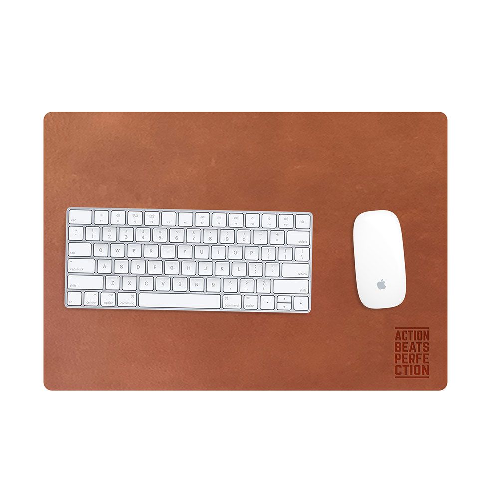 Leather Desk Mat Cognac - Action Beats Perfection