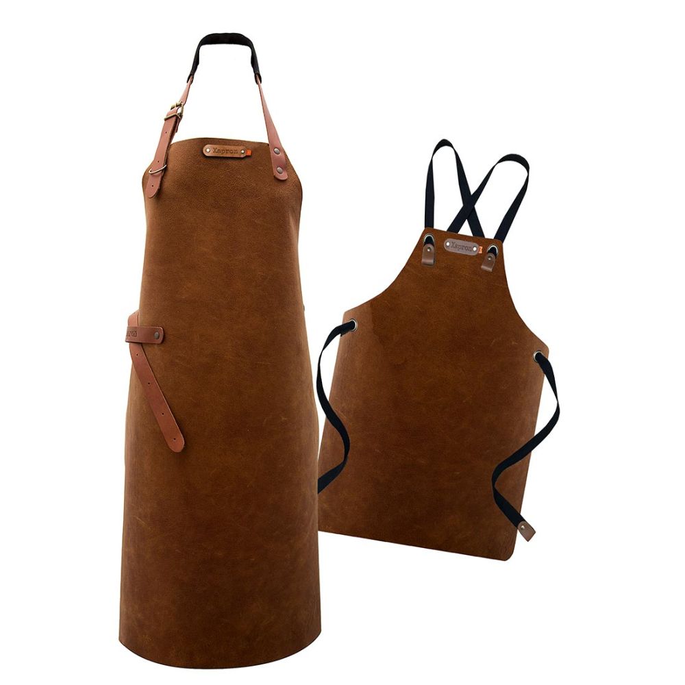 Xapron Kansas Rust leather apron duo