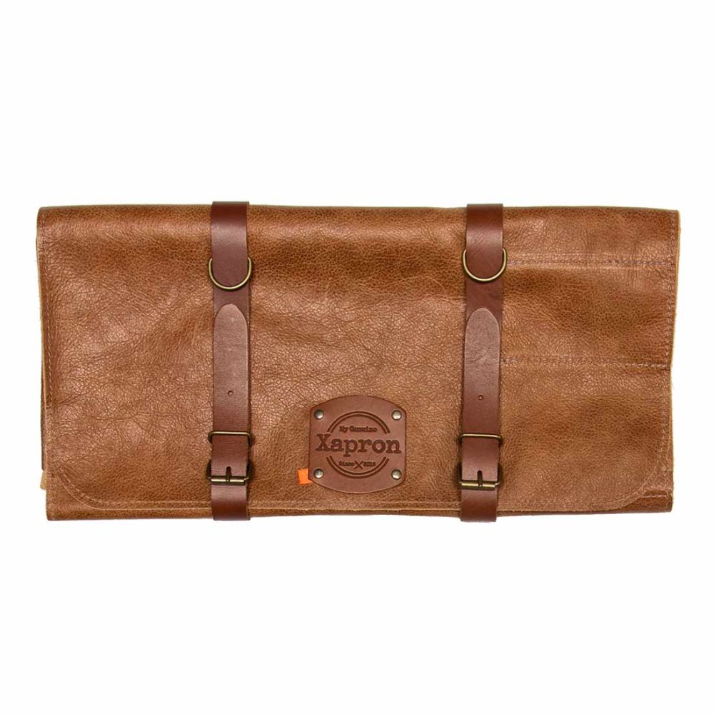 Xapron Utah Rust leather knife roll - 10 knives