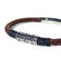 Black & gold leather bracelet brown blue