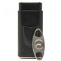 Brouk & Co Ashton 3-Cigar Leather Case With Cutter - Black