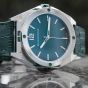 Brunmontagne Representor watch leather strap - silver/green