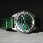 Brunmontagne Representor watch leather strap - silver/green