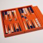 House of Nobilique Leather Booklet Backgammon - Orange