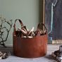 Life Of Riley Leather Round Basket - Small