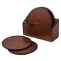 Life Of Riley Set Of 6 Leather Round Coasters With Holder