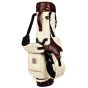 Modest Vintage Player Leather Golf Bag Stand - Cream Canvas