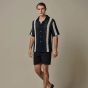 Profuomo Crochet Button Through Polo - Navy