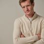 Profuomo Woolen Pullover Half Zip - Off White