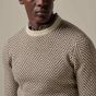 Profuomo Woolen Herringbone Crewneck Pullover - Off White
