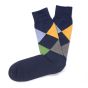 Tresanti cotton socks navy checkered yellow