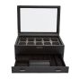 WOLF Axis 10 Piece Watch Box With Storage - Powder Coat