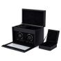 WOLF British Racing Double Watch Winder With Storage - Black