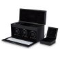 WOLF British Racing Triple Watch Winder With Storage - Black