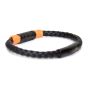 Black & Gold Leather bracelet black orange