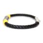 Black & gold leather bracelet black yellow