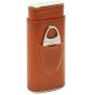 Brouk & Co Ashton 3-Cigar Leather Case With Cutter - Brown