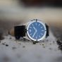 Brunmontagne Representor watch leather strap - silver/blue