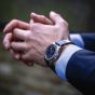 Brunmontagne Representor watch leather strap - silver/blue