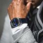 Brunmontagne Representor watch leather strap - silver/blue