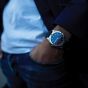 Brunmontagne Representor watch leather strap - silver/blue