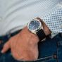 Brunmontagne Representor watch leather strap - silver/blue