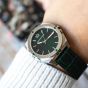 Brunmontagne Representor watch leather strap - silver/green