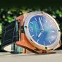 Brunmontagne Representor watch leather strap - gold/green