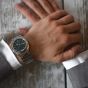 Brunmontagne Representor watch steel strap - silver/green