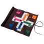 House of Nobilique Leather Roll-Up Ludo Set - Burgundy