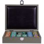 leather poker sit with chips in khaki 