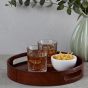 Life Of Riley Leather Round Drinks Tray