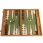 Manopoulos Premium Leatherette Backgammon Set - Caramel Brown & Green