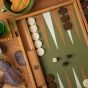 Manopoulos Premium Leatherette Backgammon Set - Caramel Brown & Green
