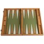 Manopoulos Premium Leatherette Backgammon Set - Caramel Brown & Green
