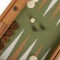 Manopoulos Premium Leatherette Backgammon Set - Caramel Brown & Green