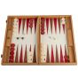 Manopoulos Premium Leatherette Backgammon Set - Caramel Brown & Red