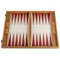 Manopoulos Premium Leatherette Backgammon Set - Caramel Brown & Red