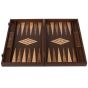 Manopoulos Premium Wenge Walnut Burl Backgammon Set - Dark Brown