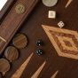 Manopoulos Premium Wenge Walnut Burl Backgammon Set - Dark Brown