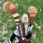 Modest Vintage Player Wool Knit Golf Covers Set - Cream/Brown