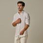 Profuomo Striped Linen Shirt - Beige