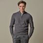 Profuomo Cotton Textured Half-Zip Pullover - Grey