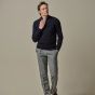 Profuomo Cotton Textured Half-Zip Pullover - Navy